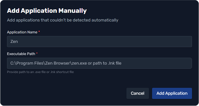 Blazecast Manual App Adding interface