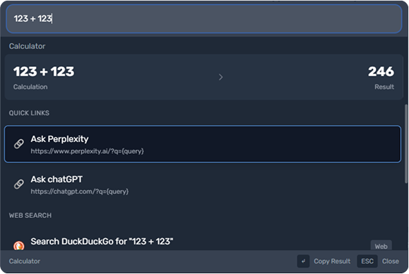 Blazecast Built-in Calculator interface